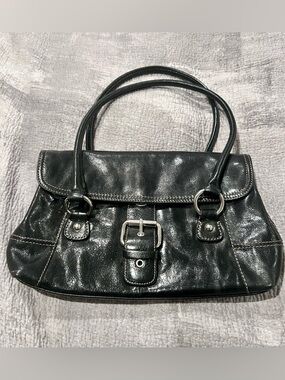 𝅺Vintage Faux Leather EUCBlack Giani Bernini Small Baguette 90s Y2K Shoulder Bag